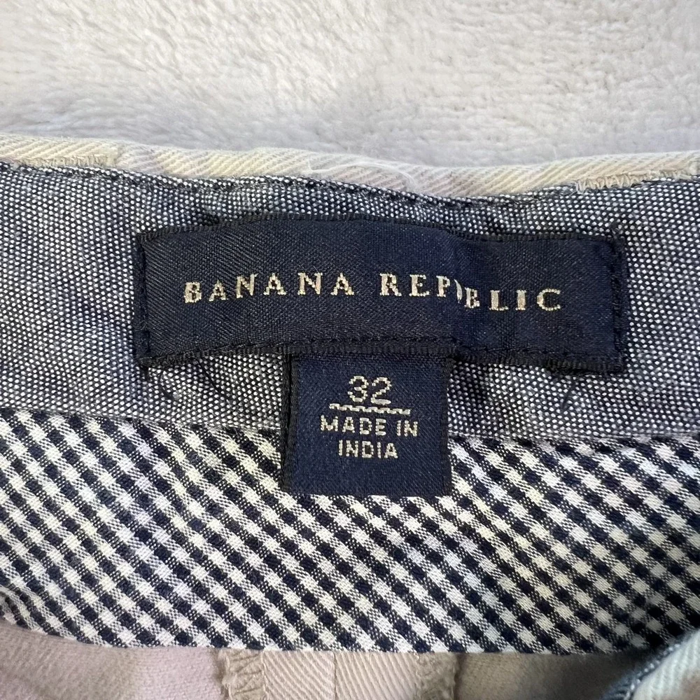 Banana Republic Khaki Chino Shorts Mens 32 Cotton Twill Flat Front Casual Summer